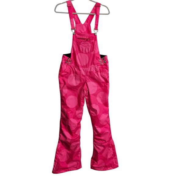 SPYDER Snow Bib Womens Small Neon Pink Ski Snowboard Overalls Pants Snow Winter - Picture 1 of 13